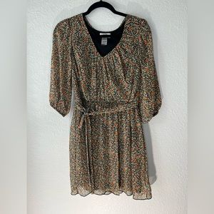 Sweet Storm Botanical Multicolor Elastic Waist Mini Junior Dress Size L.